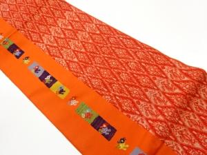 菱に抽象動物模様織出し袋帯